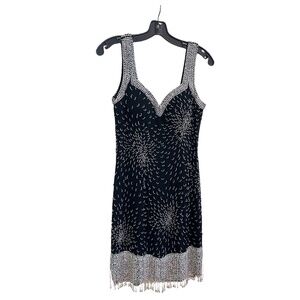 A.J. BARI Cocktail Mini Dress -- Vintage Black and Silver Bangle Magic!